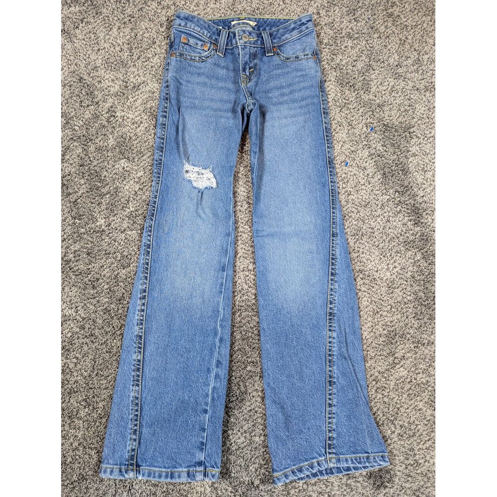 Levis Noughties Bootcut Jeans Womens 23 Blue Denim Flap Pocket Y2K Big E 24x29